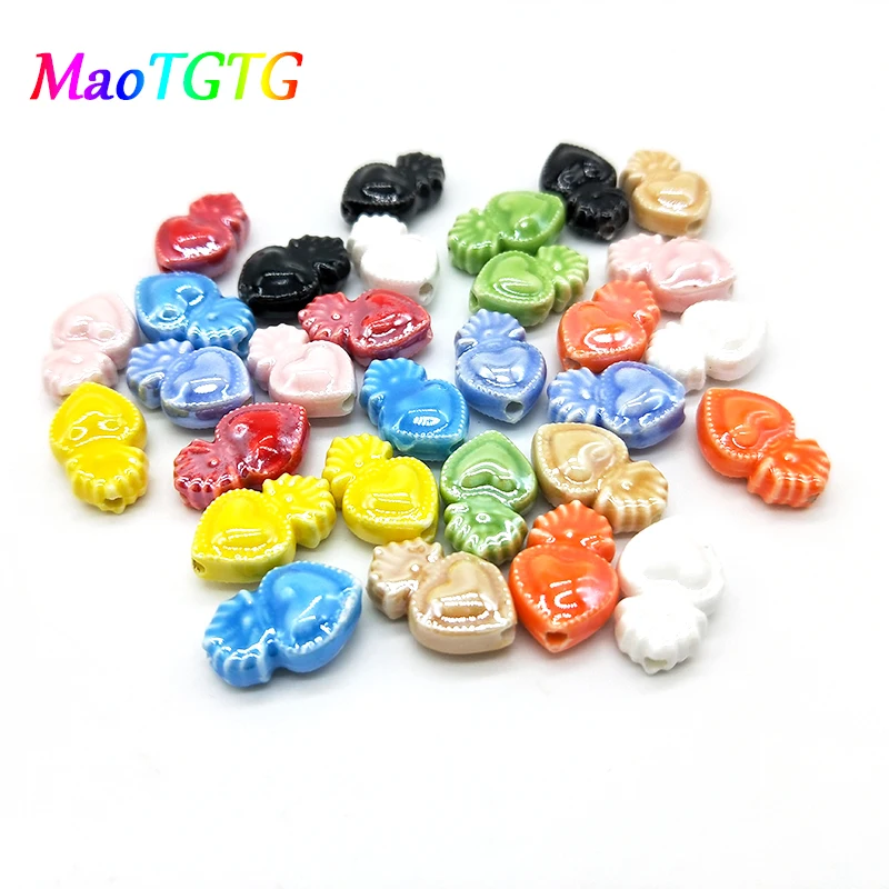 Fashion Torch Heart Shape Ceramic Beads For Jewelry Making Necklace Bracelet Multicolor Ceramic Loose Bead Accessories Wholesale