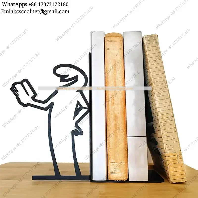 Iron Art Decorative Bookends, 1 Pair – Vintage Metal Book Stand for Home Office Shelf Decor, Unique Gift for Book Lovers