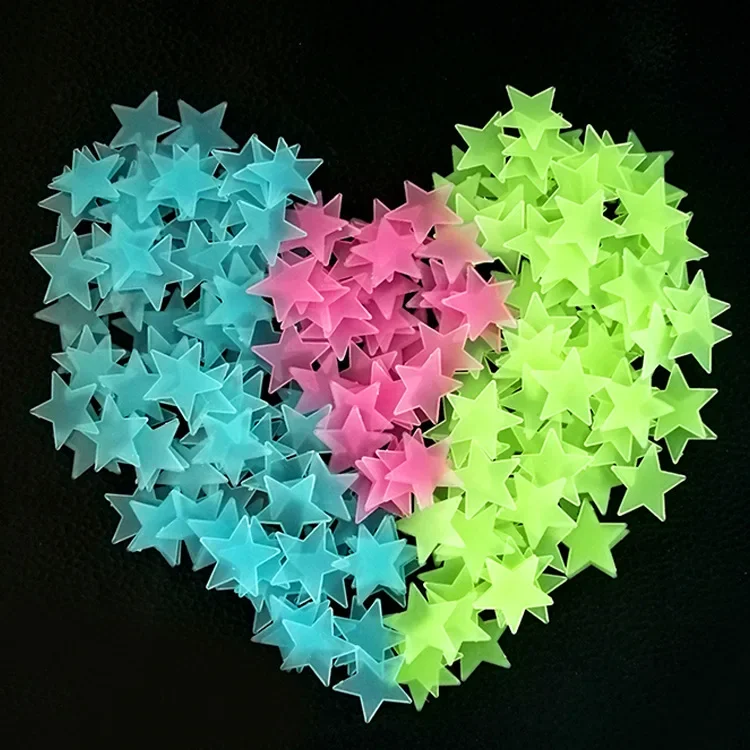 50/100pcs/bag 3cm Luminous Star Stickers Bedroom Sofa Fluorescent Painting Toy PVC stickers Glow in the Dark Toys for kids