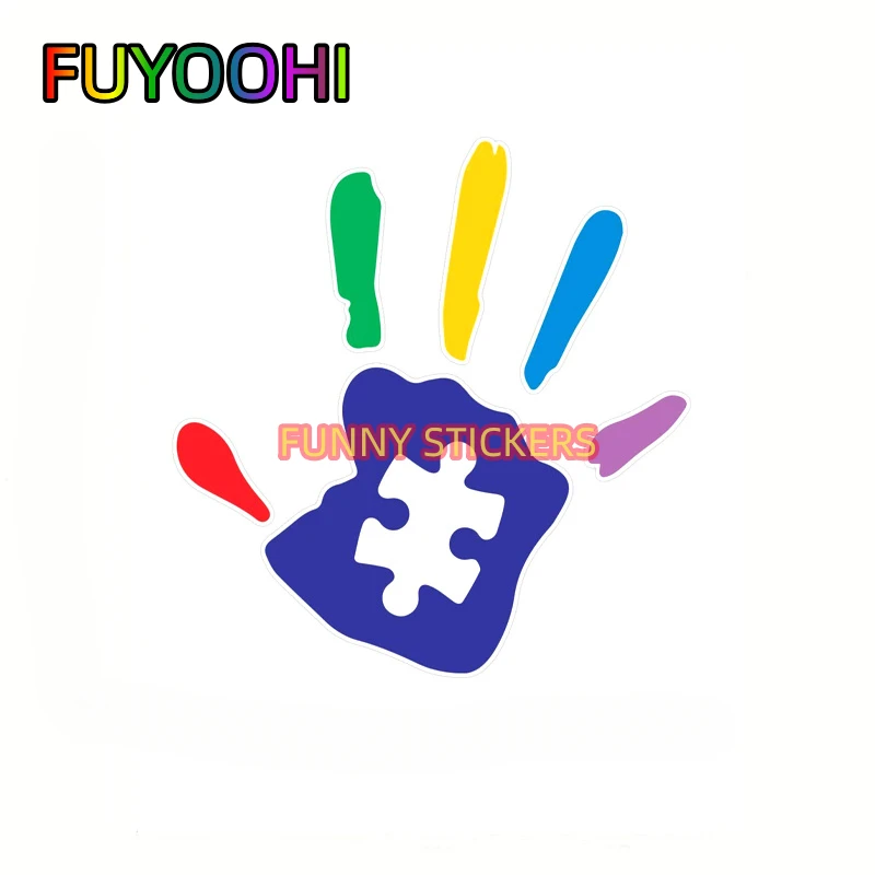 FUYOOHI Colorful Autism Hand Car Stickers, For Laptop Phone Car Truck Van SUV Motorcycle Vehicle Window Bumpers Crafts Decals