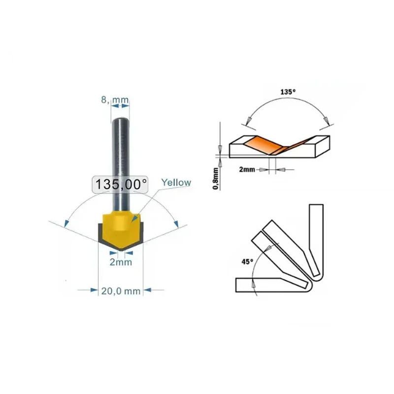 6mm Double Edge Folding V Groove Router Bits for Wood/ACP/ACM Carbide Aluminum Woodworking End mill 3d Wood Milling Cutter