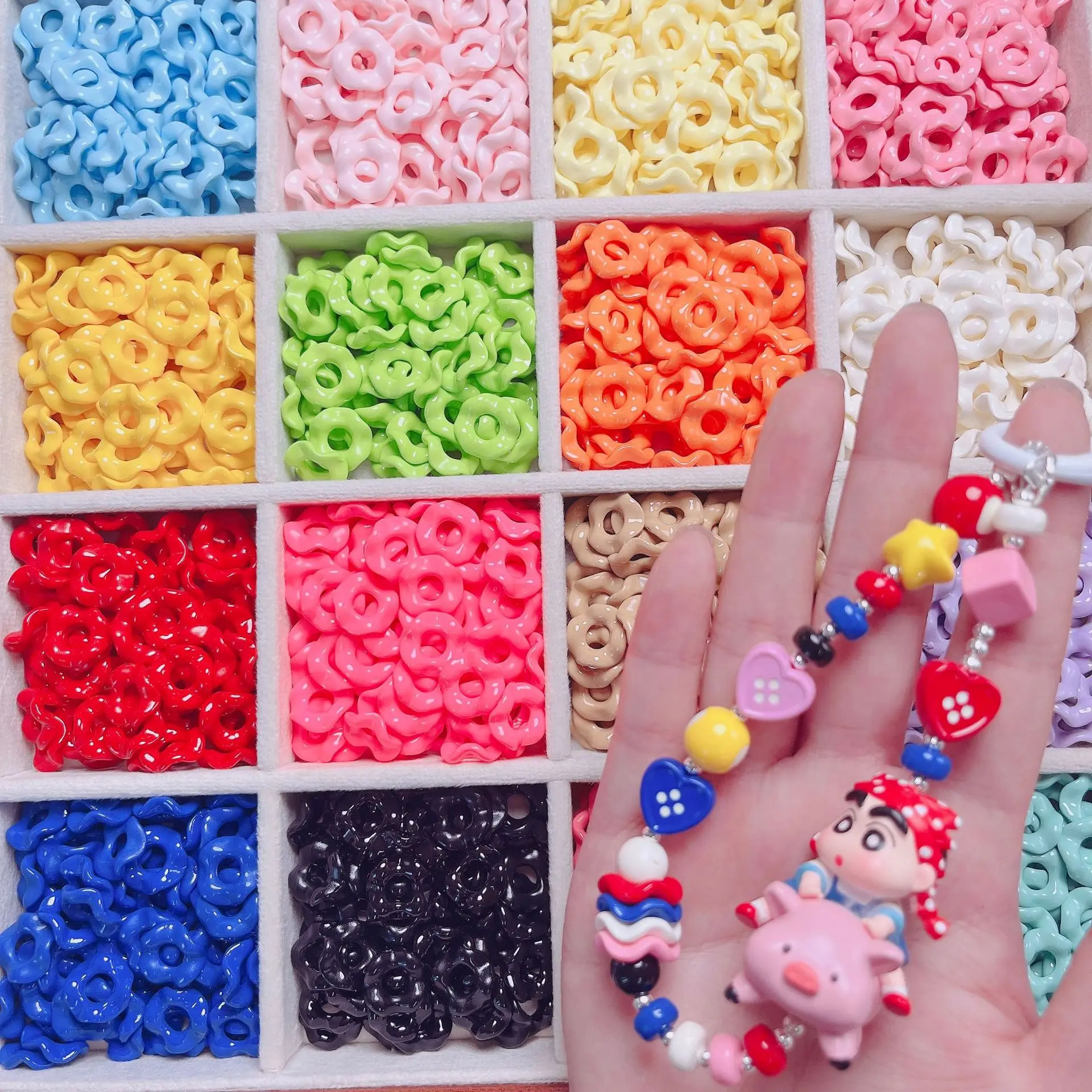 30 unids/lote lindo todo acrílico onda Jenga pequeña cuenta DIY teléfono móvil cadena llavero accesorio Material apertura