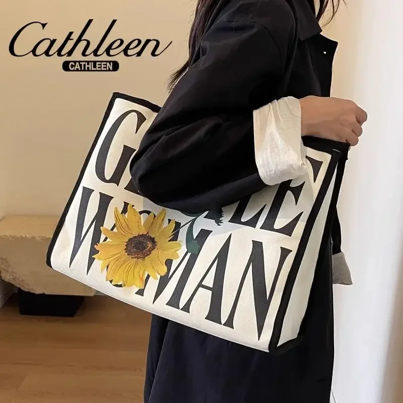 2024 Kathryn's New Fashion Printed Portable Large Capacity Mommy Commuter Single Shoulder Diagonal Multi-way Canvas Tote Bag