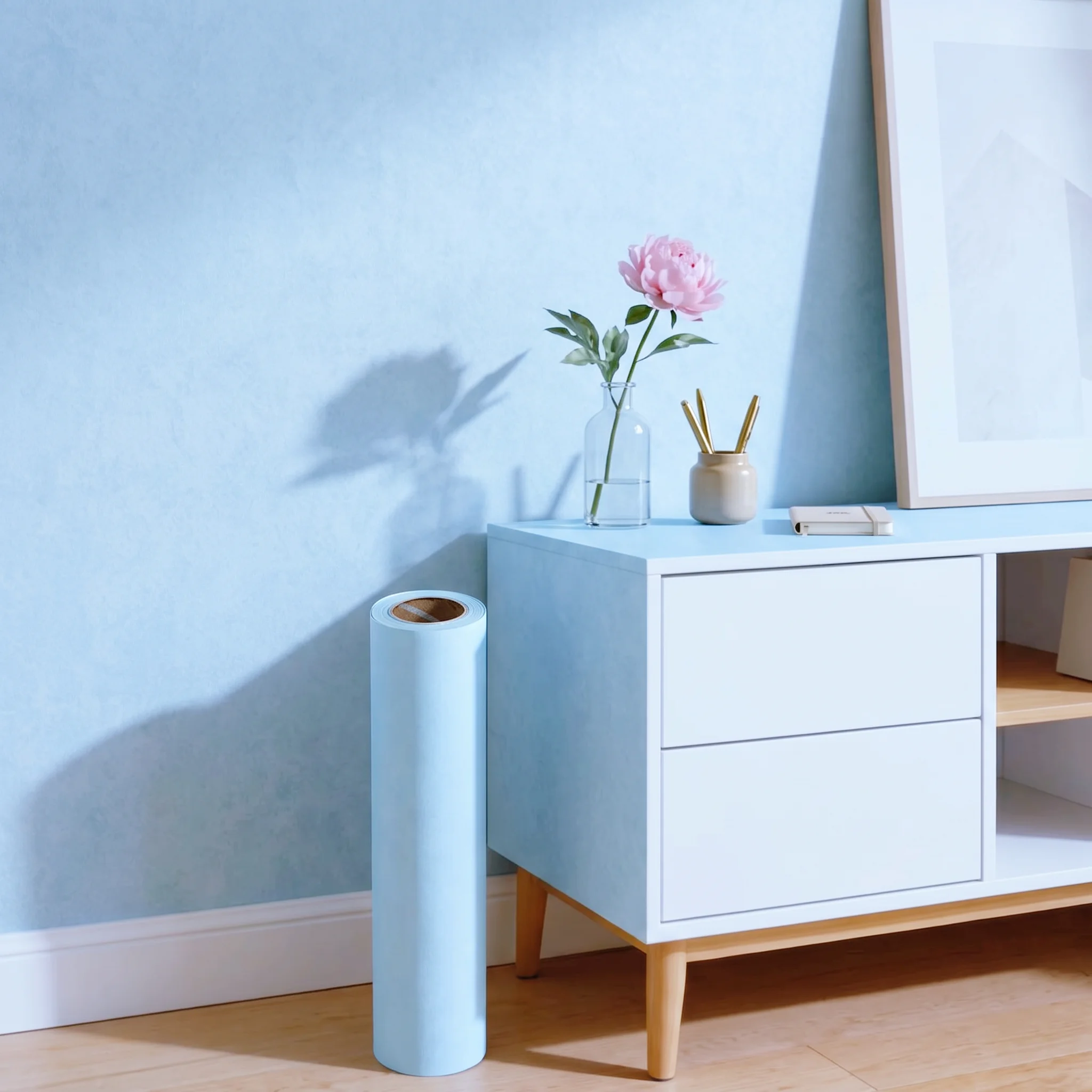 55cm Width Blue Matt Self-Adhesive Film Sticker Thickened Protection DIY Furniture Kitchen Cupboards Renovation Wallpaper