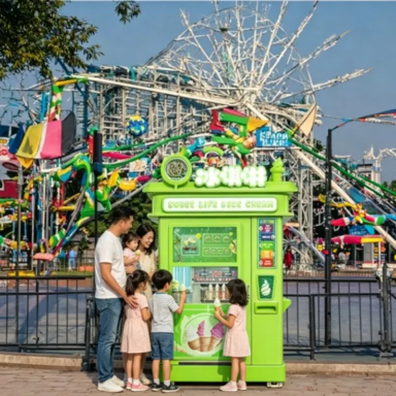 Frozen Dessert Vending Machine Built-in High Efficiency Refrigeration Auto Sanitize Clean Function Cinema Unmanned Dispenser