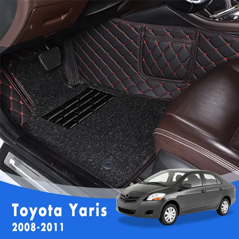 

LHD Luxury Double layer Wire loop Carpets Car Floor Mats For Toyota Yaris 2011 2010 2009 2008 Parts Decoration Accessories