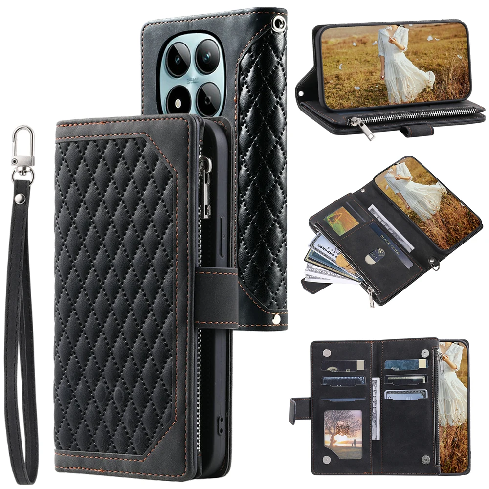 

For Xiaomi Poco M8 Pro 5G Crossbody Zipper Wallet Leather Magnet Case for Poco M8 Luxury Cover Mi Phone M8 M 8 Pro Funda