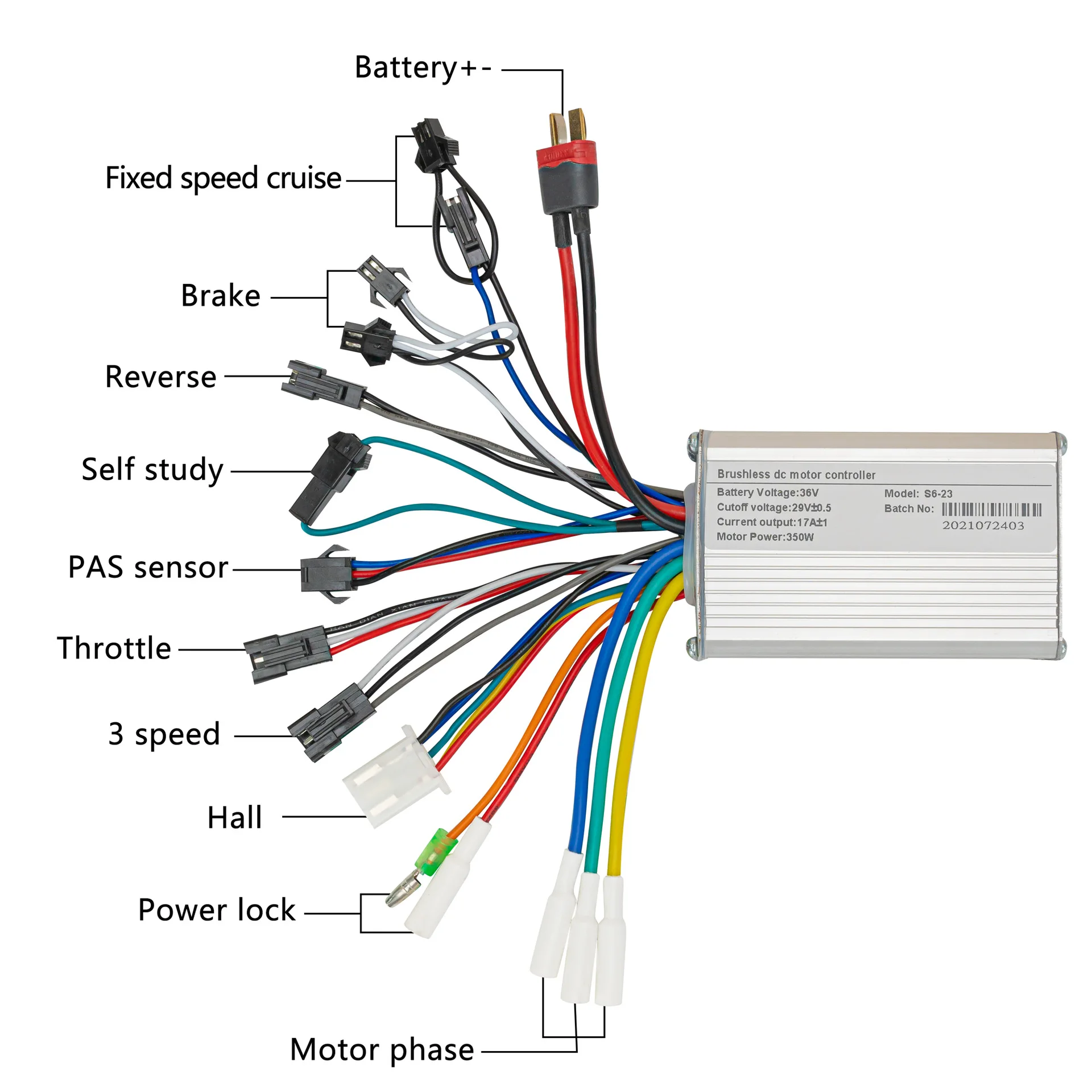 350 watts electric skateboard bicycle controller 24V 36V 48v lithium battery brushless motor aluminum alloy motorcycle