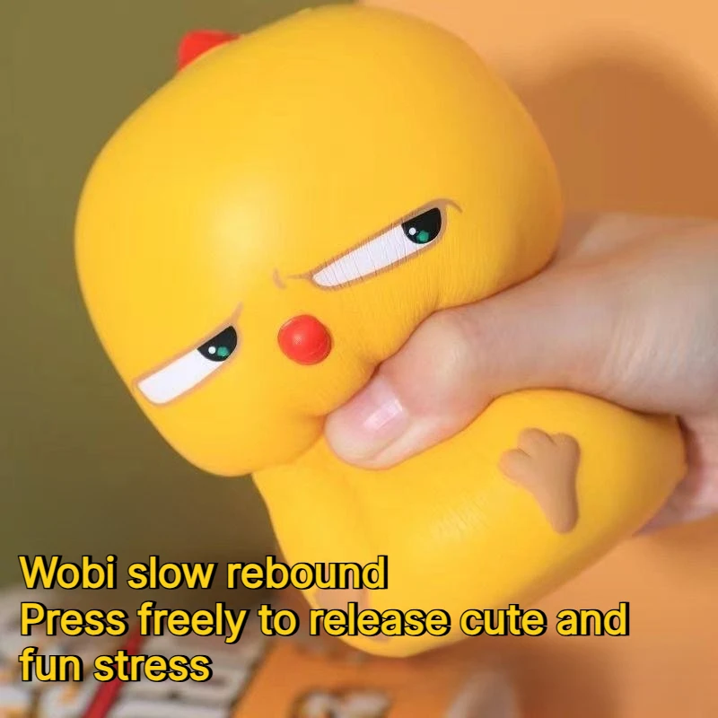PU Slow Rebound Phoebe Wobie Chicken Pinch Fun Relieve Stress Cartoon Cute Discontent Gaze Little Yellow Chicken Toy