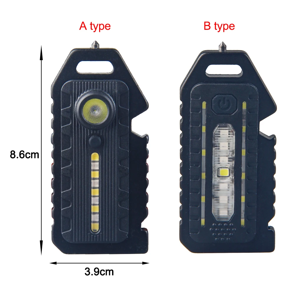 Keychain Flashlight Multifunctional Rechargeable Mini Led Light Portable Selfdefense Whistle Built In 800mAh Battery For Outdoor