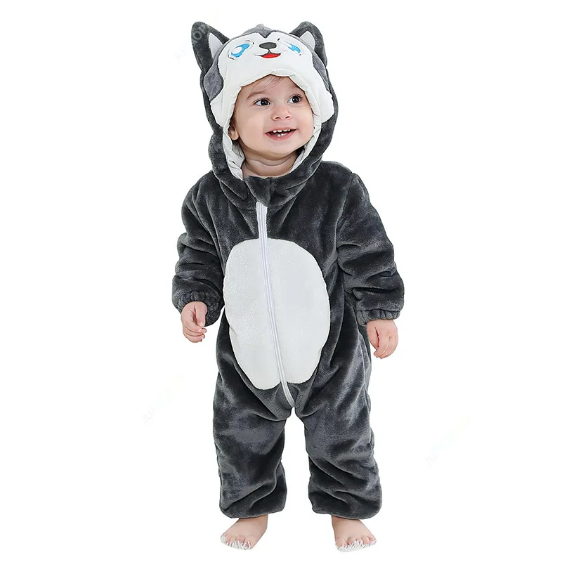 Mono de franela para niño y niña, mono de Husky para primavera y otoño, ropa para bebé, monos, pijamas de animales