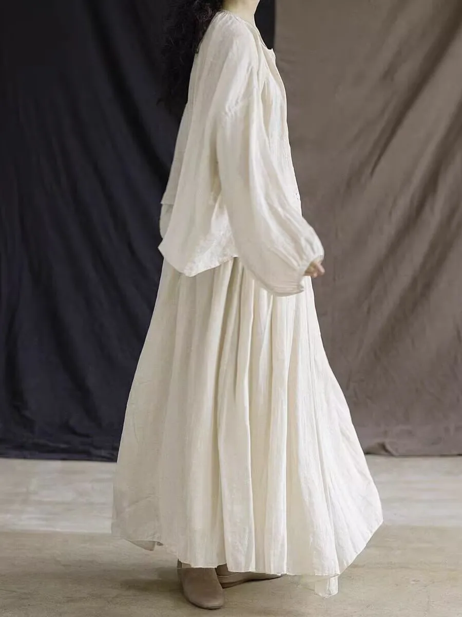 

Юбка-миди Ele из чистого льна на хлопковой подкладке с эластичной резинкой на талии, японский Sle, универсальный дизайн, дышащая, удобная, летняя новинка...