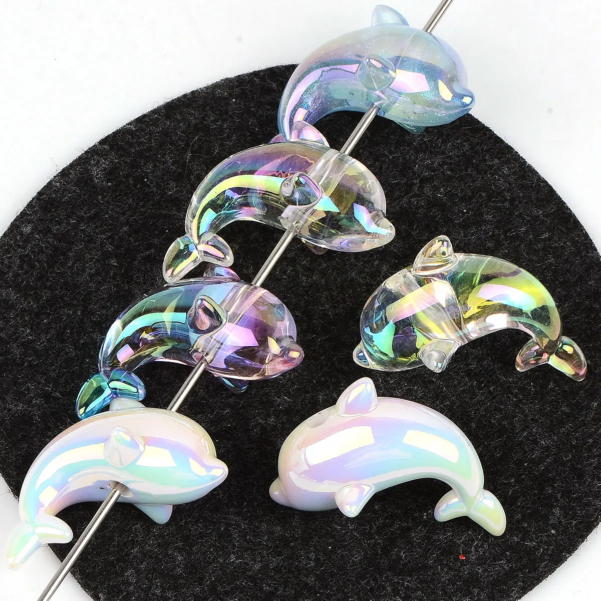 3.6cm 10pcs Random Color Mix Multicolour Dolphin Shape Acrylic Beads For Jewelry Making Charm DIY Necklace Bracelet Accessories