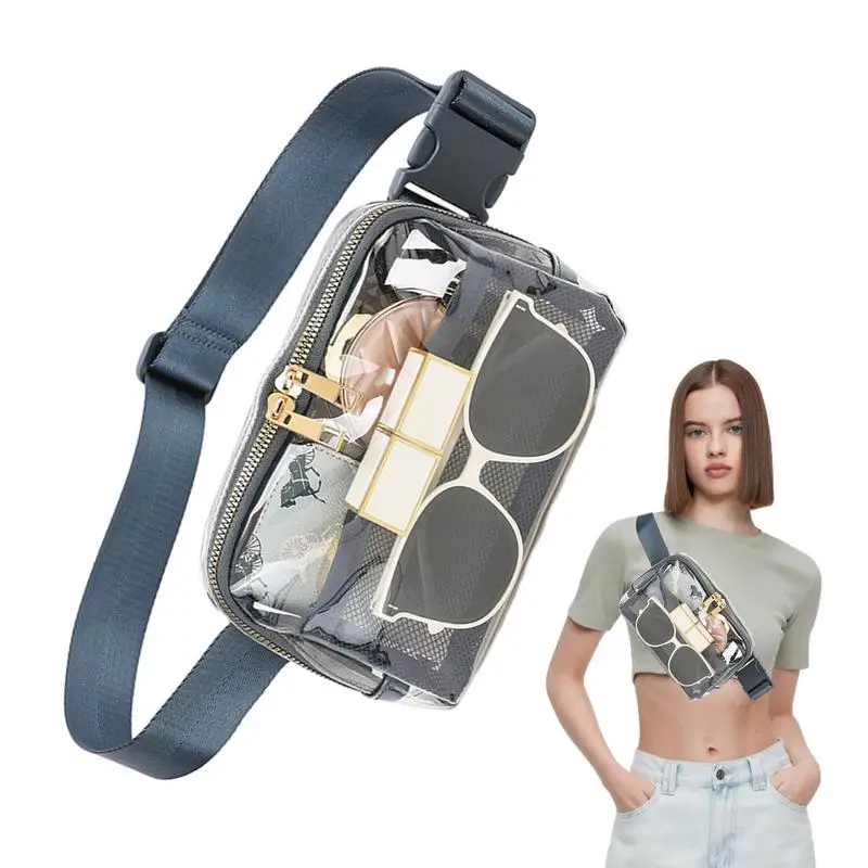 Transparent Fanny Pack For Men Waterproof Transparent Sports Belt Bag Adjustable Nylon Outdoor Sports Shopping Chest Pack