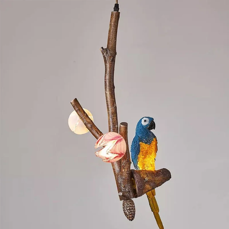 American Retro Industrial Owl Parrot LED Chandelier for Bedroom Bar Cafe Decorative Pendant Lighting Fixtures Handcrafted Art