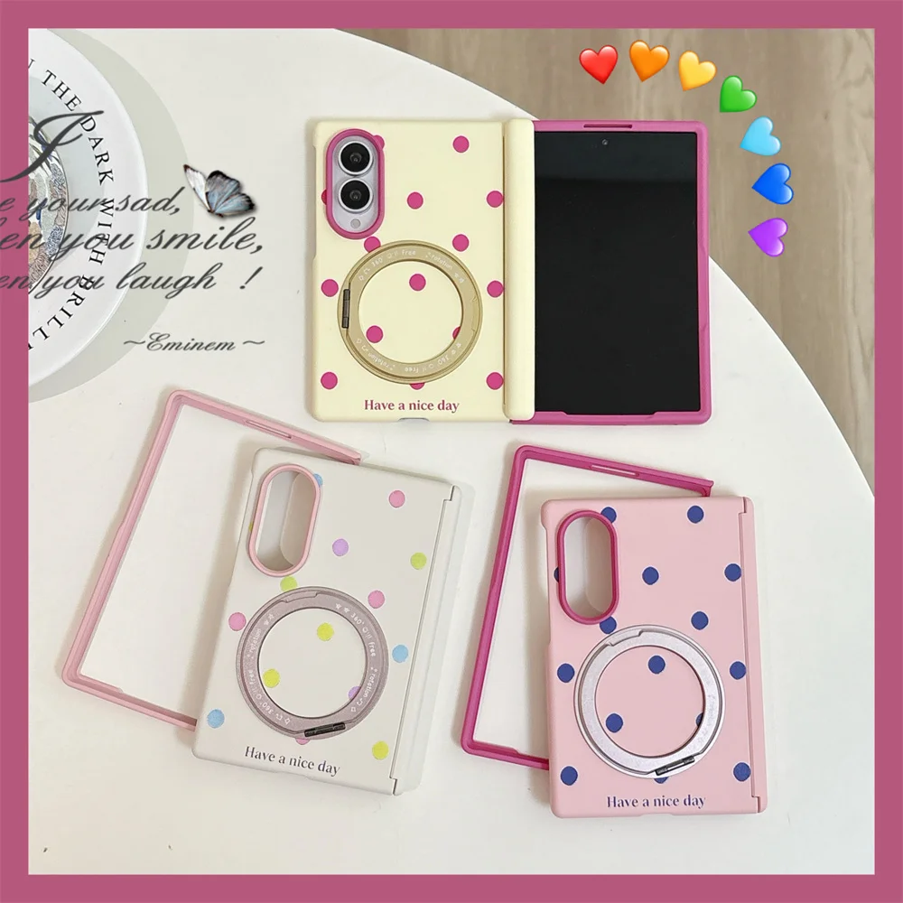 Fashion Colorful polka dots Magnetic Phone Case Cover For Magsafe Stand Chain for Samsung Galaxy Z Fold 8 Ultra zfold 8 7 6 5