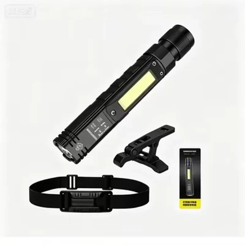 Portable COB LED Work Light Rechargeable Aluminum Alloy Magnetic Flashlight Headlamp for Car Repair Emergency Camping Outdoor