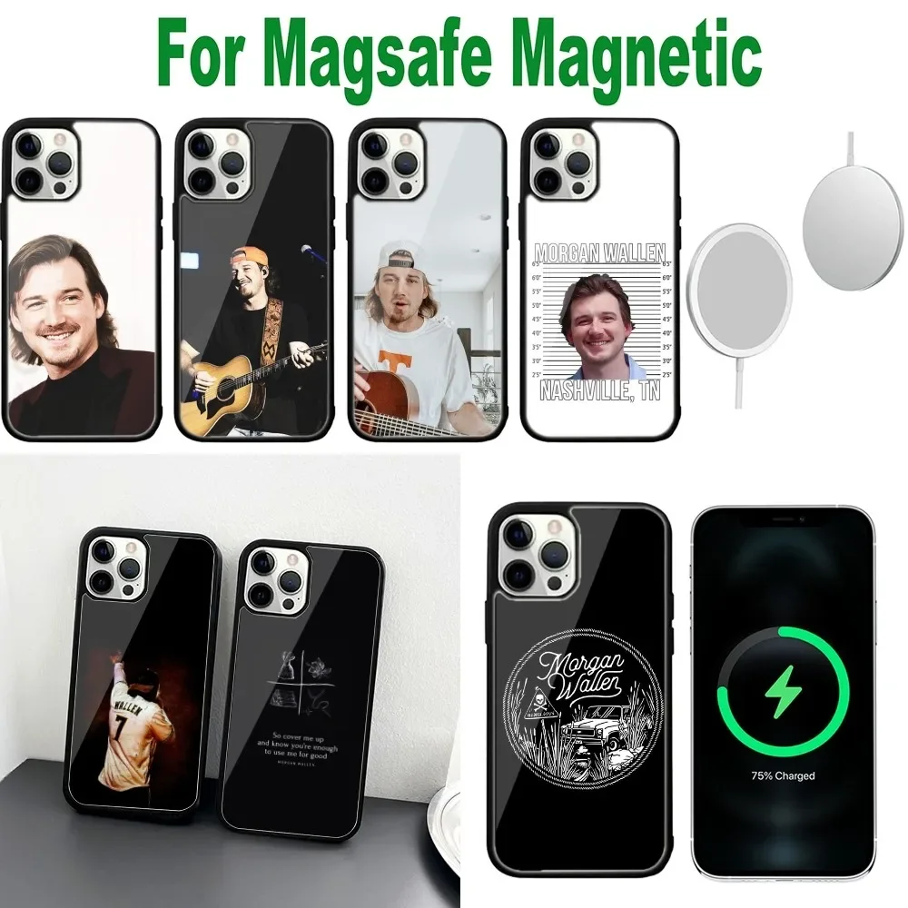 M-Morgan Wallen Phone Case For iPhone 16,15,14,13,12,11,Plus,Pro,Max,Mini Magsafe Magnetic Wireless Charging