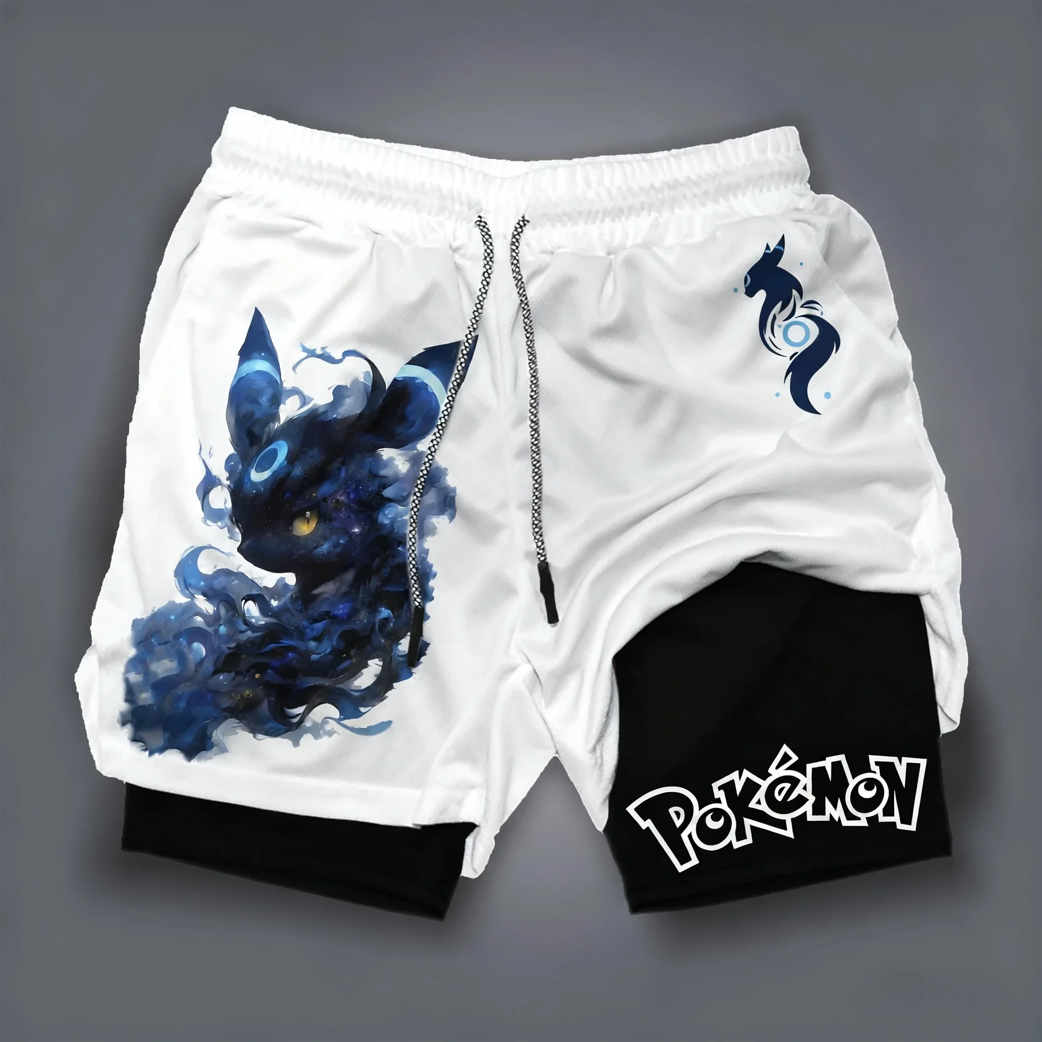 Pokémon Anime White Double Layer Shorts 2026 Unisex Summer New Running Basketball Breathable Quick Drying Sports 2-in-1 Shorts view 5