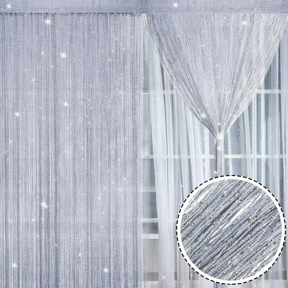 Tassel Room Divider Net Shining Window Curtains Screen Panel Hanging Beaded Curtains Door Fly Screen Glitter String Curtain