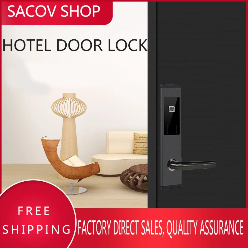 Hotel Door Lock System Zinc Alloy Intelligent RFID Digital Card Key Unlock Free Software Rfid Hotel door Lock IC Card Hotel Lock