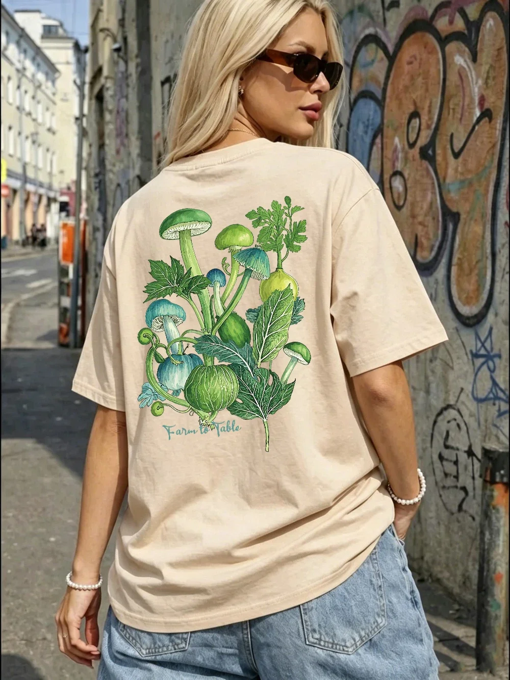 Summer T-Shirts Womens Farm To Table Printing Tops Soft O-Neck Short Sleeve Tees Casual Womans Clothes