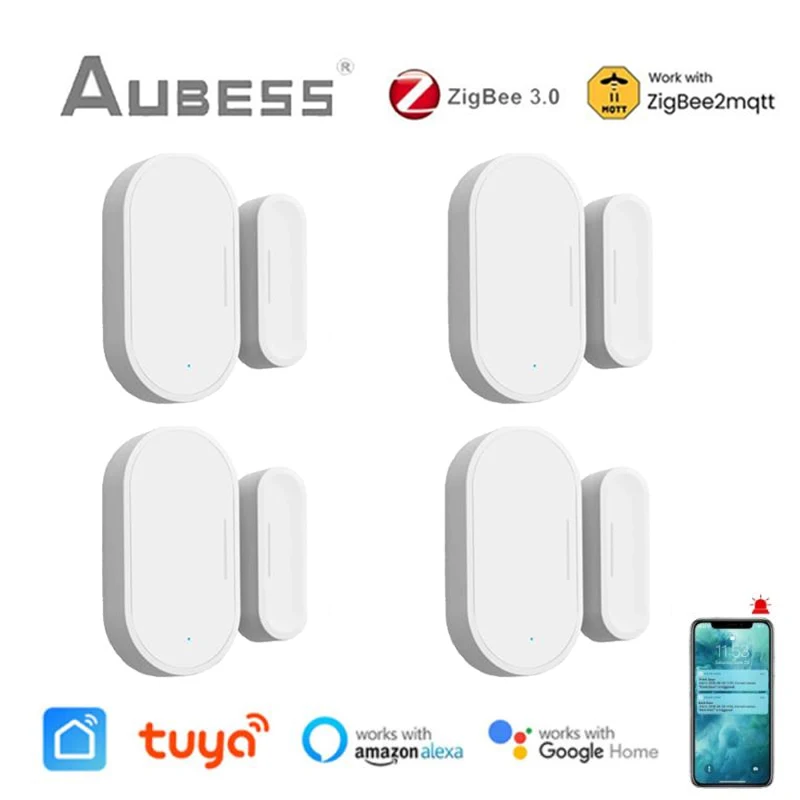 Tuya Zigbee 3.0 Sensore per porte e finestre Smart Home Rilevatore di porte aperte e chiuse Controllo app SmartLife tramite Alexa Google Home Zigbee2MQTT