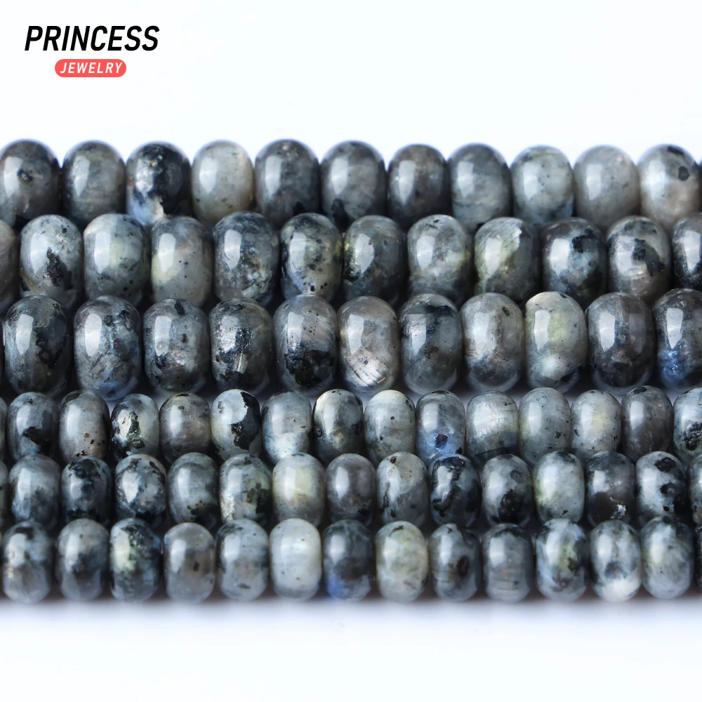 A ++ natural madagascar preto labradorite larvikite rondelle contas para fazer jóias atacado contas de pedra diy acessórios