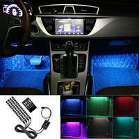 Neon 36 48 72 LED Car Interior Ambient Foot Light with USB Wireless Remote Music APP Control Auto RGB Atmosphere Decorative Lamp