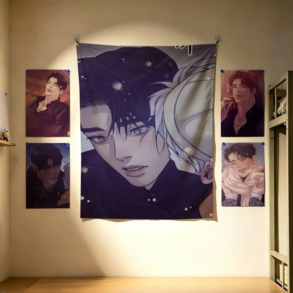 BL Drama Manhwa P-Pearl B-Boy  Flags Wall Hanging Background Art Banner for Bedroom Home Outdoor Decor