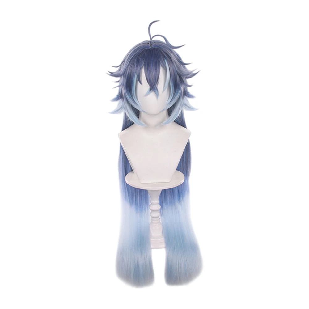 Cosplay Wig Extra Long Blue Light Blue Ombre Straight Layered Bangs Ahoge Synthetic Heat Resistant Anime Halloween Unisex
