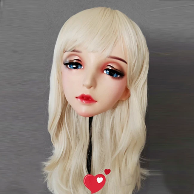 (Yi-01) Vrouwelijke Zoete Meisje Hars Half Hoofd Kigurumi BJD Ogen Crossdress Cosplay Japanse Anime Rol Lolita Masker Met Ogen En Pruik