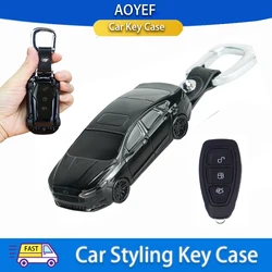 Car Shape Model for Ford Focus 3 4 ST Fiesta Fusion Kuga Ecosport Mondeo MK3 MK4 3 Button Remote Smart Car Key Case Fob Cover