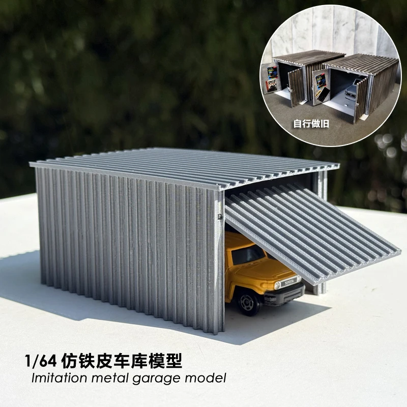 1/64 Maßstab Miniatur Simuliertes Plastik-Garagenmodell Mikro-Landschaft Sandtisch Automodell-Szenerie DIY Bastelmaterialien