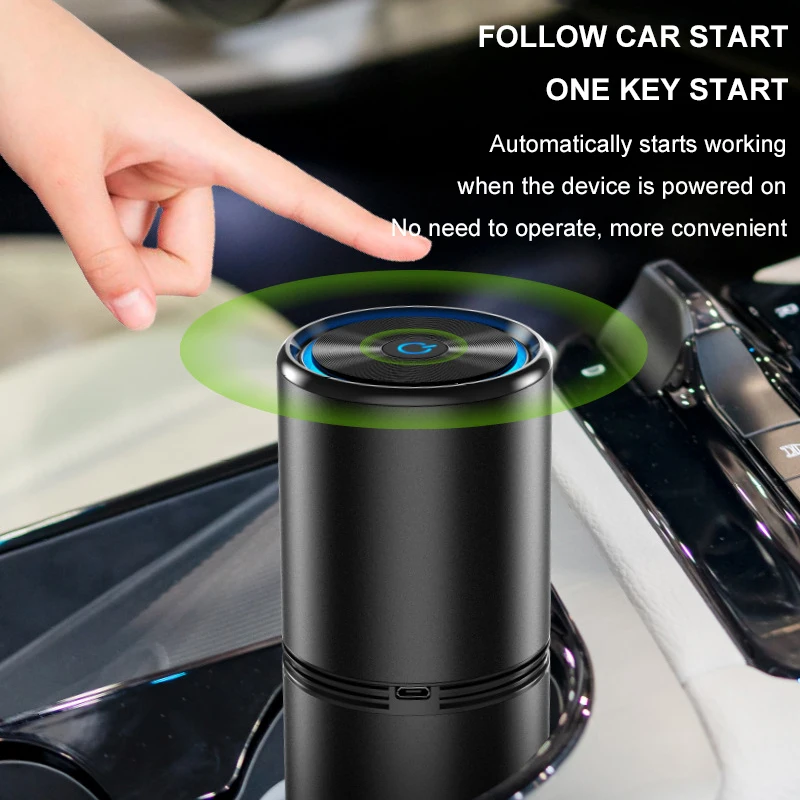 Mini Car Air Purifier Negative Ion Generator Low Noise Air Cleaner Deodorizer Smoke Odor Remover Room Home Vehicle Air Purifier