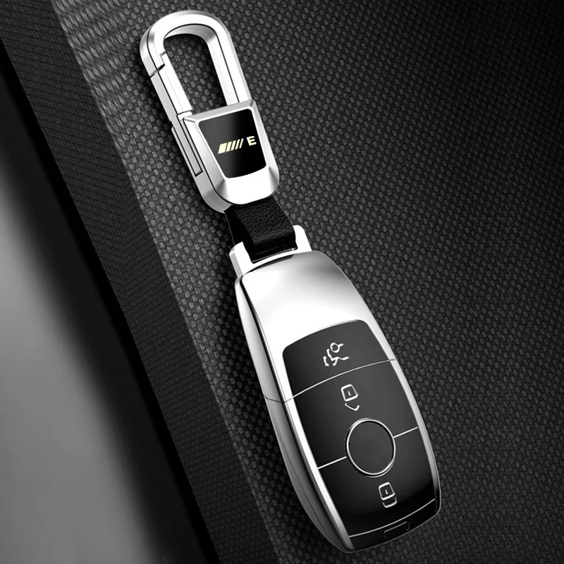 car keychain Alloy Key chain leather key ring for Mercedes Benz AMG A B C E S G R ML