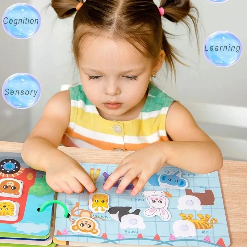 Children First Busy Book Montessori Toys DIY Paste Cognitive Learning Quiet Books Kids Sorting Matching Parent-child game