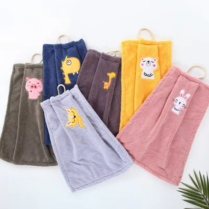 1PC Animal Embroidered Hand Towel - Quick-Absorbing Design for Kitchen & Bathroom, Cute Hanging Decor Towel with Practical Use