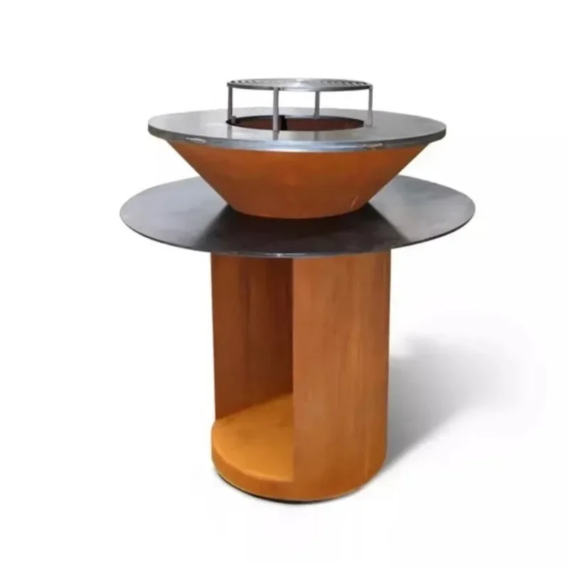 Custom Cortenstl Chimeneas Durable Outdoor BBQ Metal Fire Pit with Fire Ring Weather-Resistant for Outdoor Entertaining