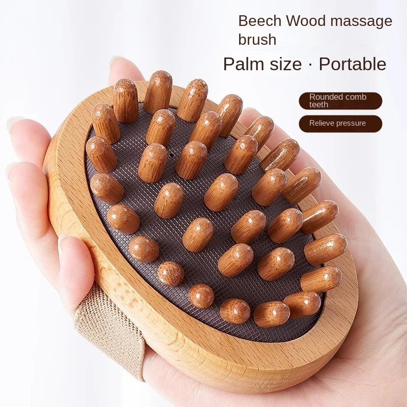 Air Cushion Massage Meridian Brush Wooden Massage Brush for Relaxing Muscles, Scraping, Fatigue Relief, Full Body Fat Burning, a