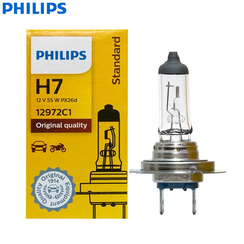 Philips-Lampe Halogène pour Voiture, Ampoule existent, Faisceau Haut et Bas, ECE (Simple), Lumineux, Original, H7, 12V, 55W, PX26d, 12972C1