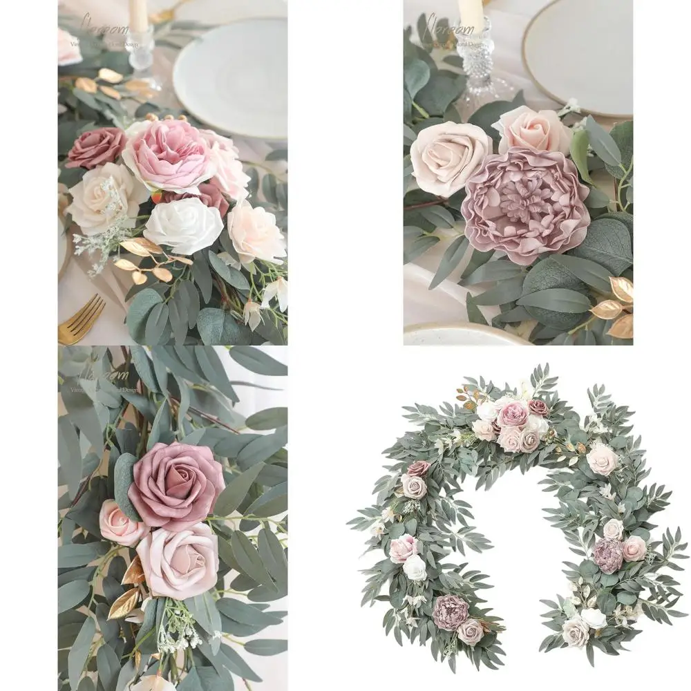 

Искусственная гирлянда из эвкалипта длиной 6 футов с цветами и зеленью, идеально подходит для свадебных композиций, украшения вечеринок и декора сада.