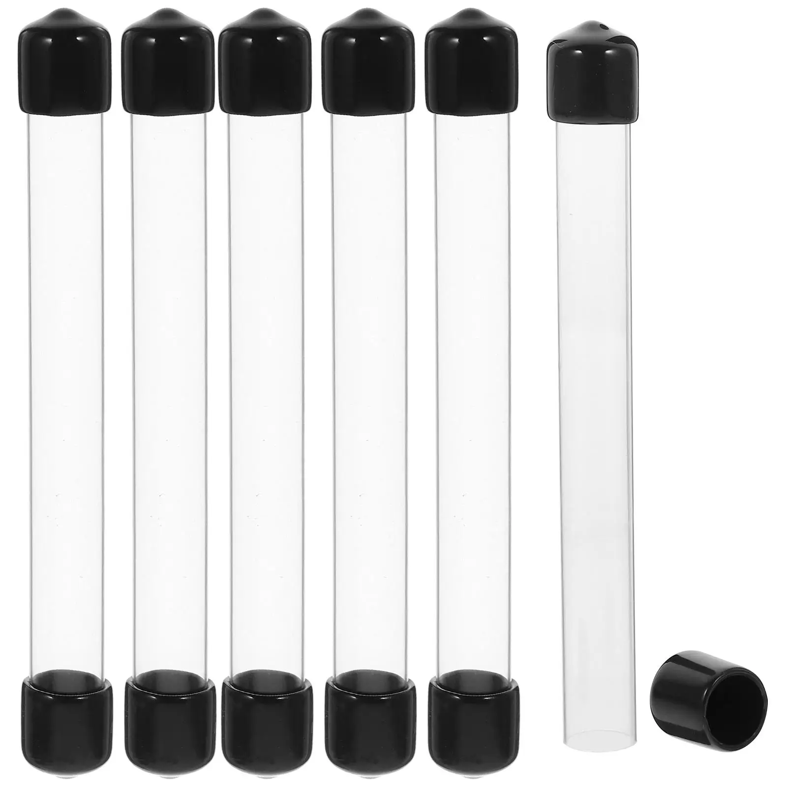 6 Pcs Round Storage Tube Plastic Storage Plastic Round Tube Transparent Acrylic Lid 230X12mm Portable Safe Home Use