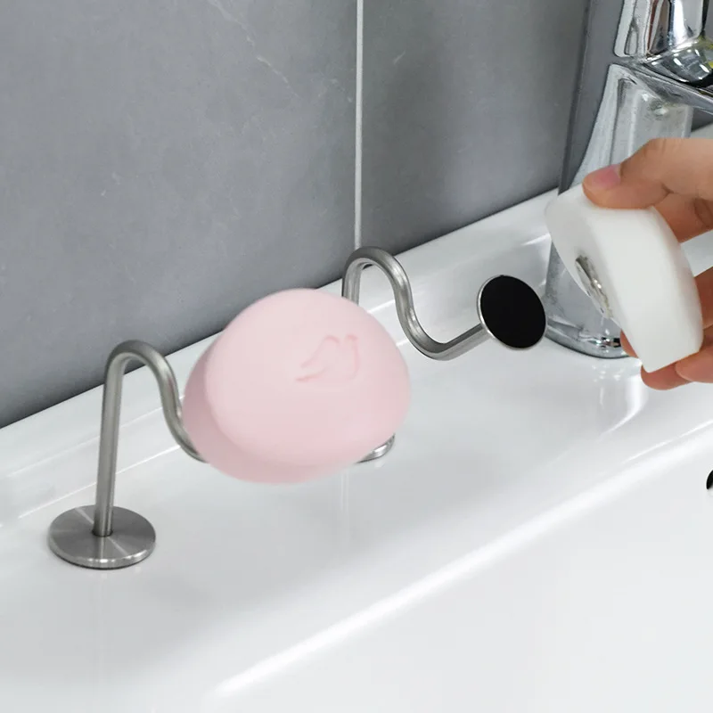 

Bathroom Soap Storage Rack Wall Mounted Nail Free Stainless Steel Magnetic Soap Holder