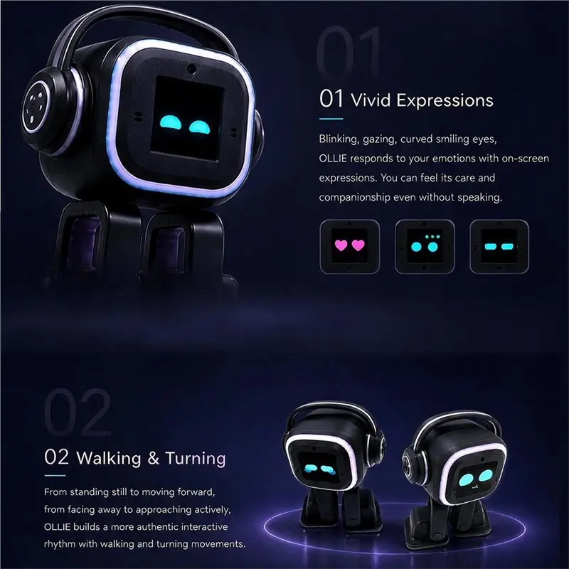 AU61-AI Intelligent Emotion Perception Companion Robot With Camera Full Kit Voice Chat Touch Interaction Music Stories News