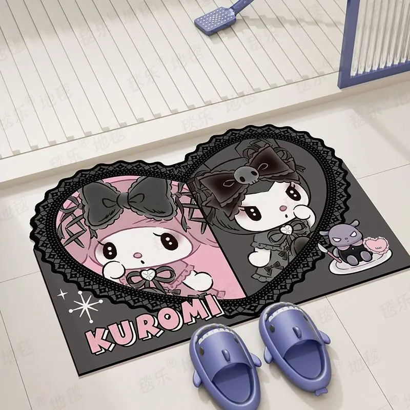 쿠로미 마이 멜로디 만화 규조 진흙 바닥 매트, 욕실 카펫 흡수 패드 변기, 미끄럼 방지, 속건성 발 매트