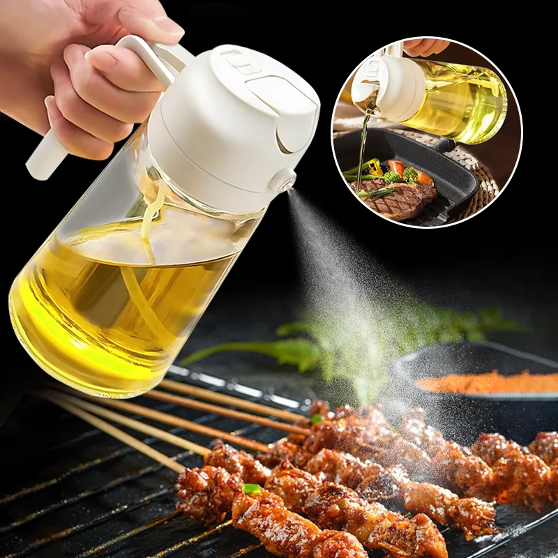 

2pcs Oil Spray Bottle 500ml Spray Oil Dispenser Salad Vinegar Kitchen Cooking BBQ Kitchen Baking Roasting Picnic Kitchen Tool