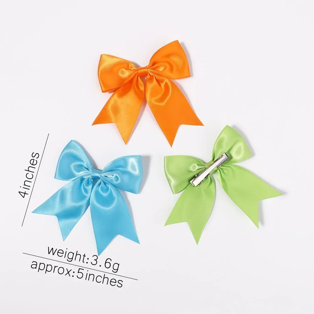 2/3Pcs Baby Cheer Bows Hair Clip for Girls Solid Color Hairpins Barrettes Handmade Headwear Kids Lovely Hair Accessories 4.5Inch