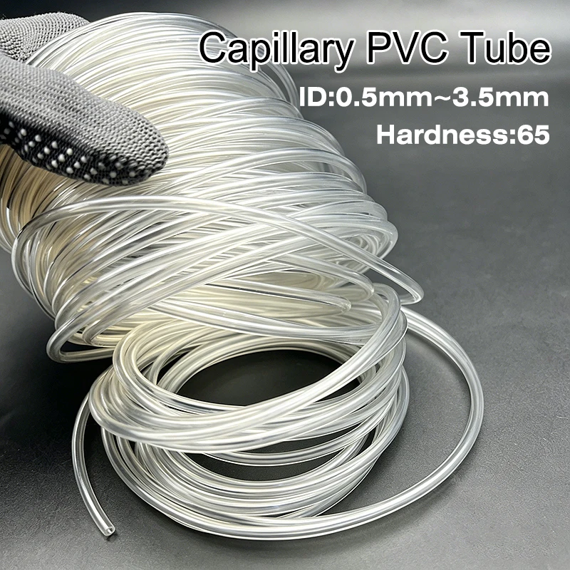 PVC Capillary Hose ID 0.5mm~3.5mm Flexible Conduit Wearproof Anti Corrosion Mini Pipe for Industrial Liquid and Gas Transmission