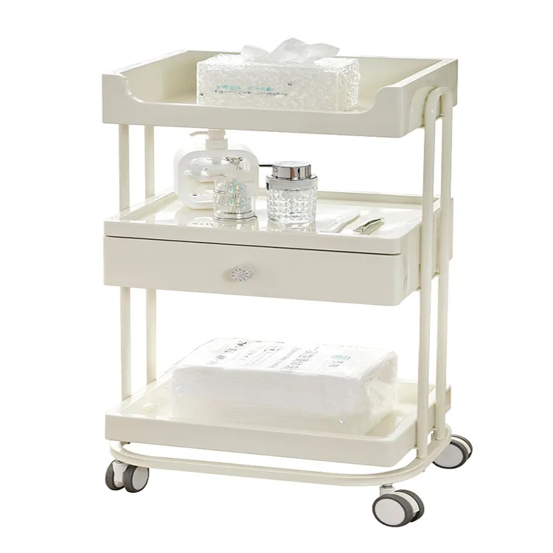 Manicure Cart Beauty Salon Tray Dressing Pedicure Trolley Folding Serving Iron Auxiliary Makeup Utility Barber Station Marquesa